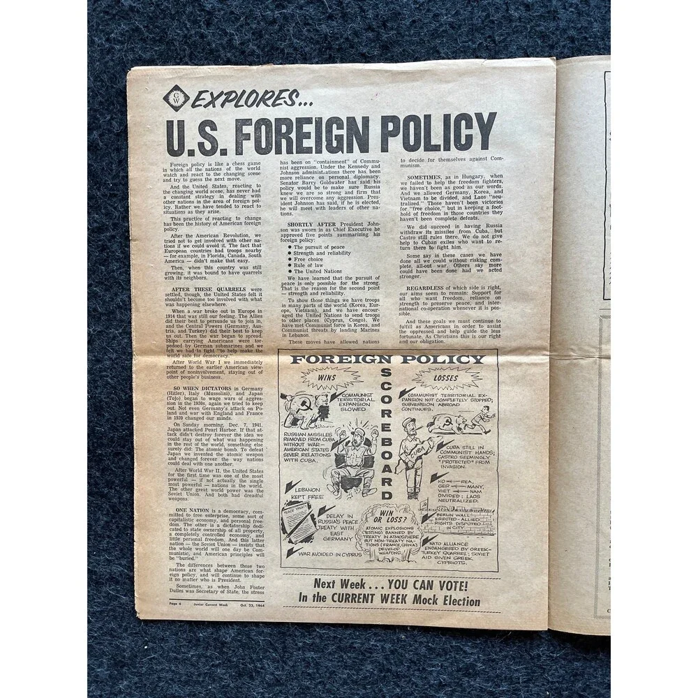 1970s Childrens Cold War Newspaper, Vintage Antique Collectibles, Original Chil